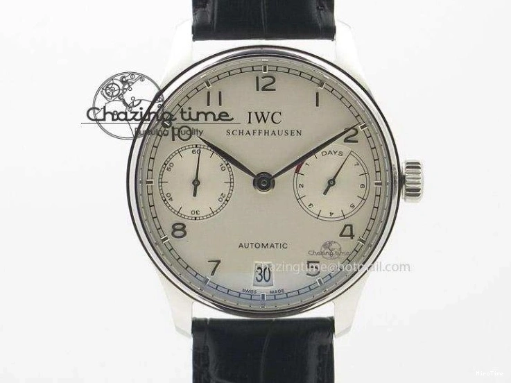 MIROTIME 0425 Portuguese IW545407 Black Dial ZF 1:1 Best Edition On Dark Blue Leather Strap DailyWear 7337